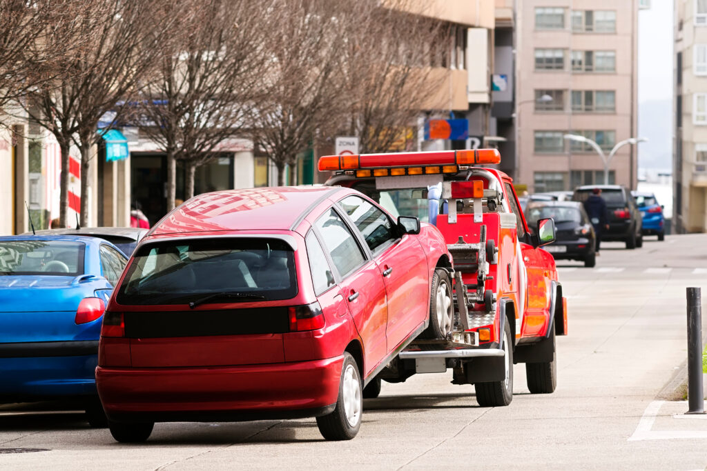 an image of a car on a tow truck